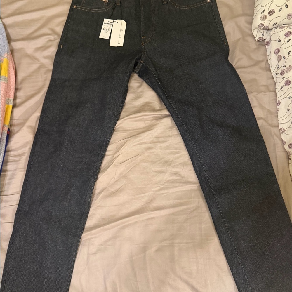 Express Men’s Stretch Selvedge Denim Jeans - Slim 30WX30L - Raw Indigo